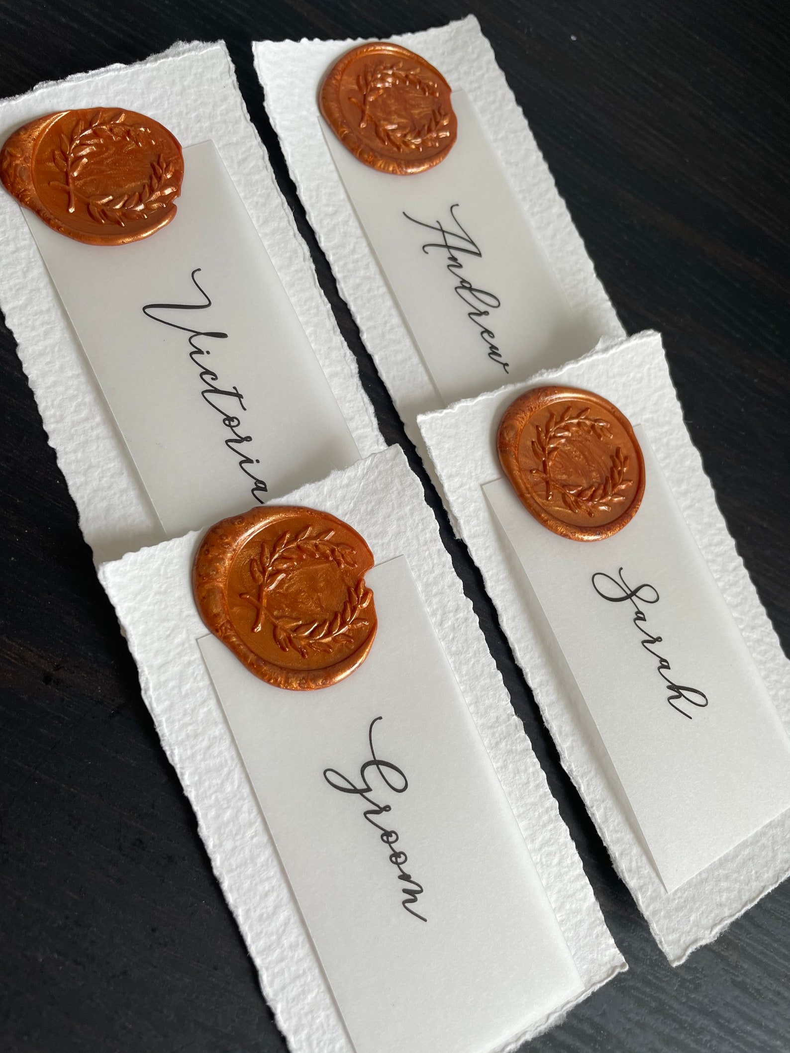 Deckled Edge Wax Seal Place/ Name Cards Etsy