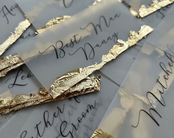 Gold Leaf Edge Vellum Wedding Place Cards | Name Cards | Table Setting