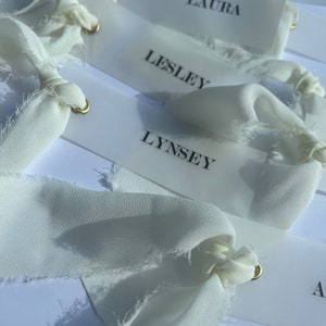 Vellum Name Tags with chiffon ribbon | wedding place card | name card