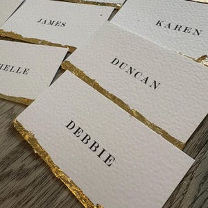 Gold Leaf Edge Wedding Place Cards | Name Cards | Table Setting