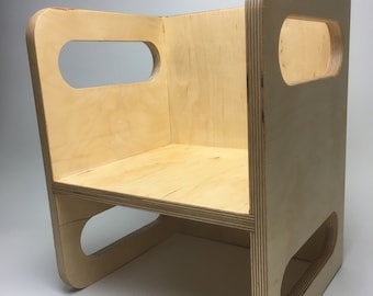 Silla montessori reversible para niños hecha a mano