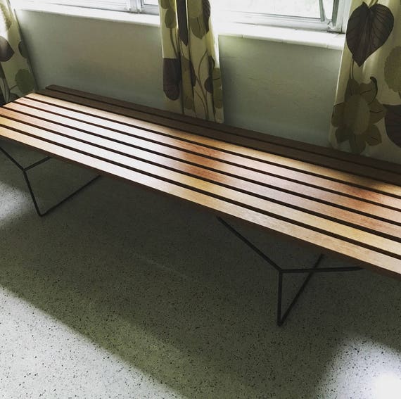 Handcrafted Mid Century Modern Bertoia Bench Teak Etsy