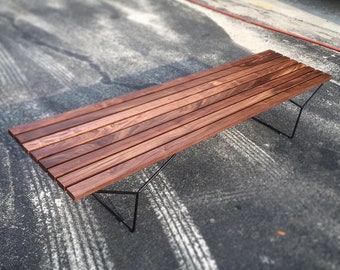 Handcrafted Walnut Mid Century Modern Bertoia Bench