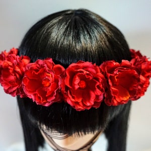 Red Floral Crown Rhinestone Headband