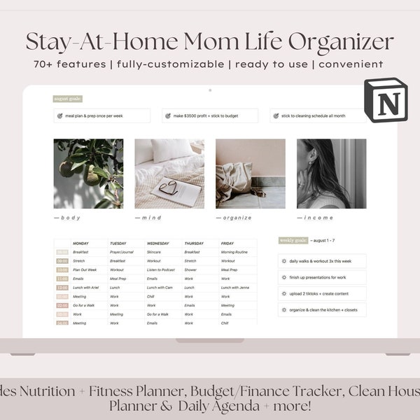 Stay At Home Mom Planners Homemaker Life Planner For Mom, Cleaning Schedule, Home Management, Meal Plan, Life Organizer SAHM Digital Planner