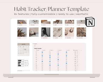 Habit Tracker Notion Template, Notion Dashboard Setup Layout, Notion Planner, Digital Habit Tracker, Habits and Routines Goal Tracker