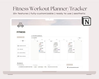 Fitness Tracker Notion Template Planner, Workout Log Tracking, Digital Fitness Planner Journal, Wellness Gym Weight Loss Tracker Self Care