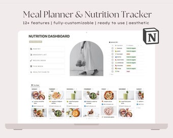 Meal Planner Notion Template Planner, Nutrition Health Tracking, Digital Nutrition Planner Fitness Journal, Diet Organizer Meal Planning
