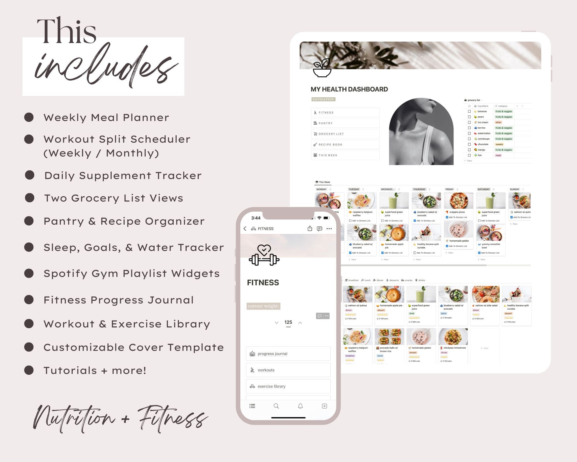 Notion Template All in One Life Organizer, Meal Plan Fitness Workout ...