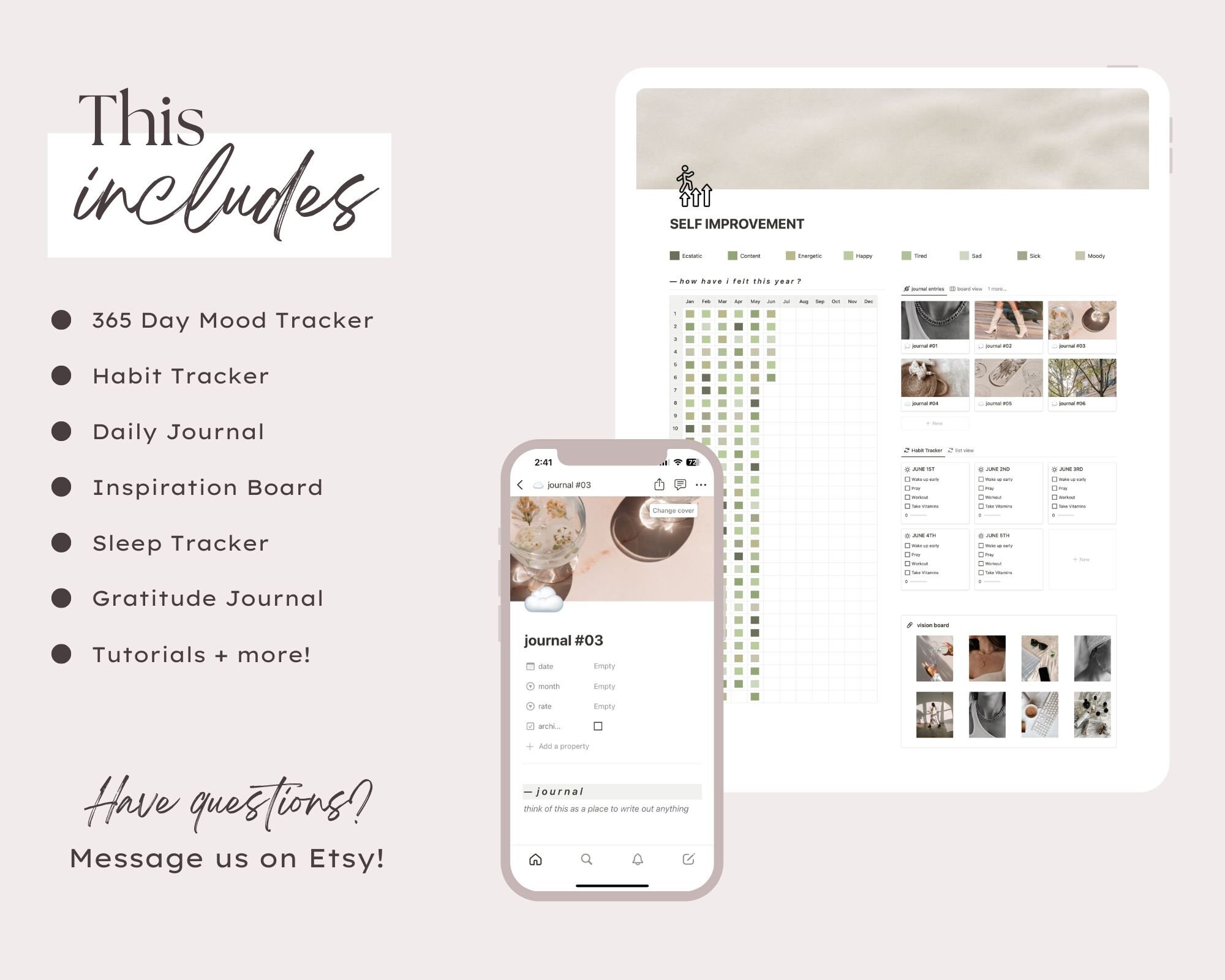Notion Template Habit Tracker Journal Mood Tracker Setup Layout, Notion ...