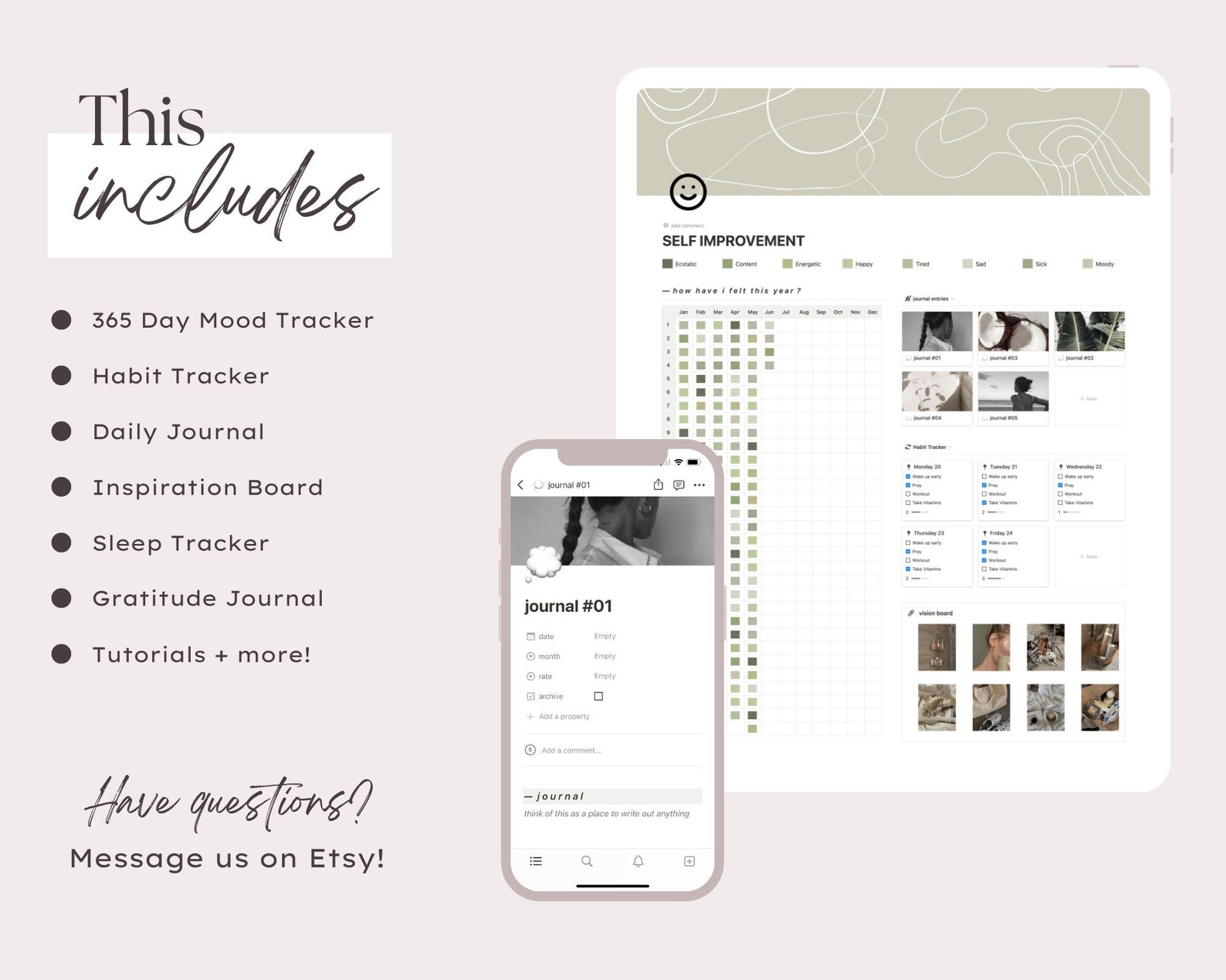 Notion Template Habit Tracker Journal Mood Tracker Setup Layout, Notion ...