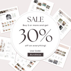 May include: A white circle with the text "SALE Buy 2 or more and get 30% off on everything! Use Code: BundleUp" in black text.