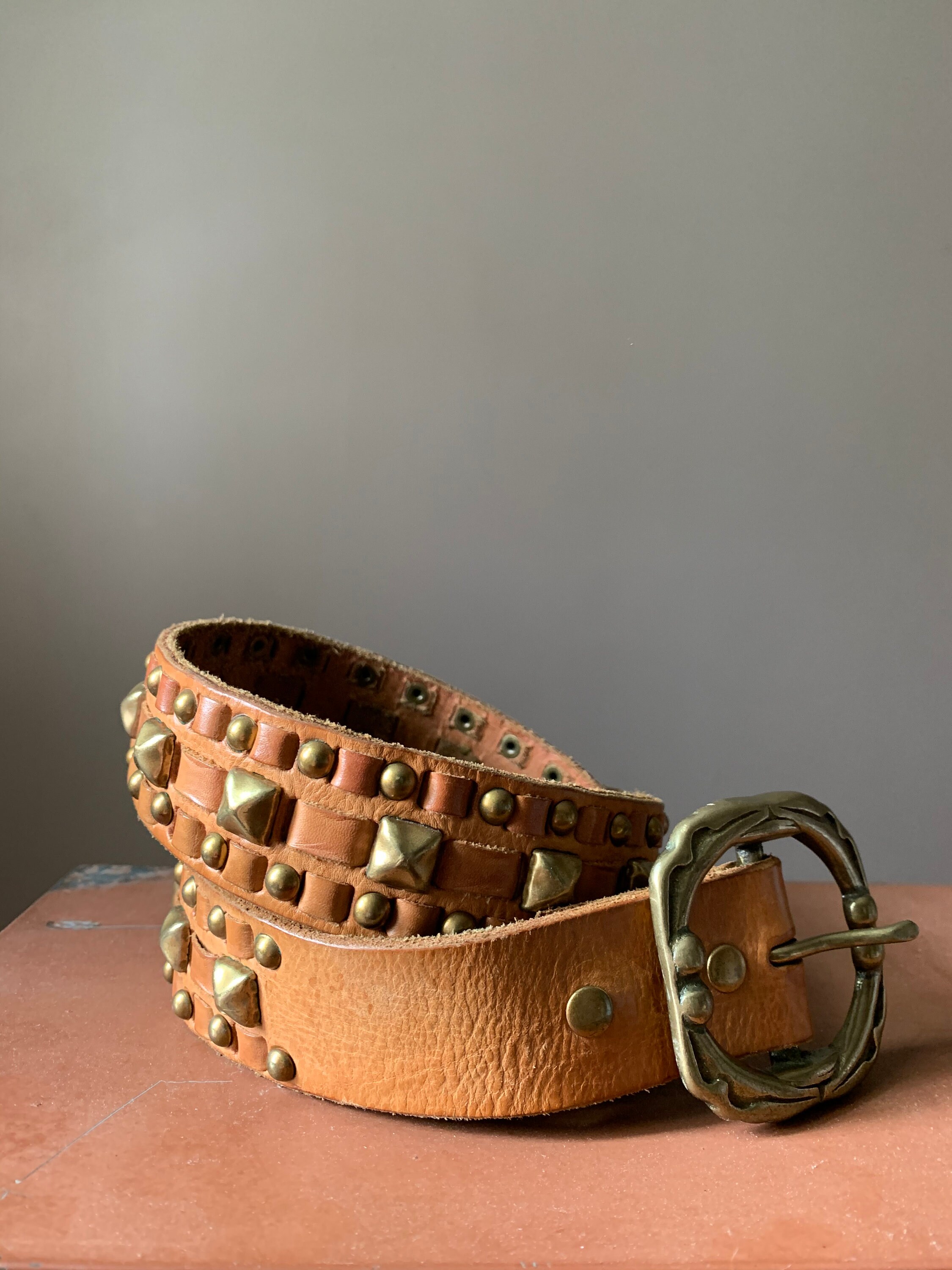 Vintage studded belt 2000s belt studded leather belt Etsy