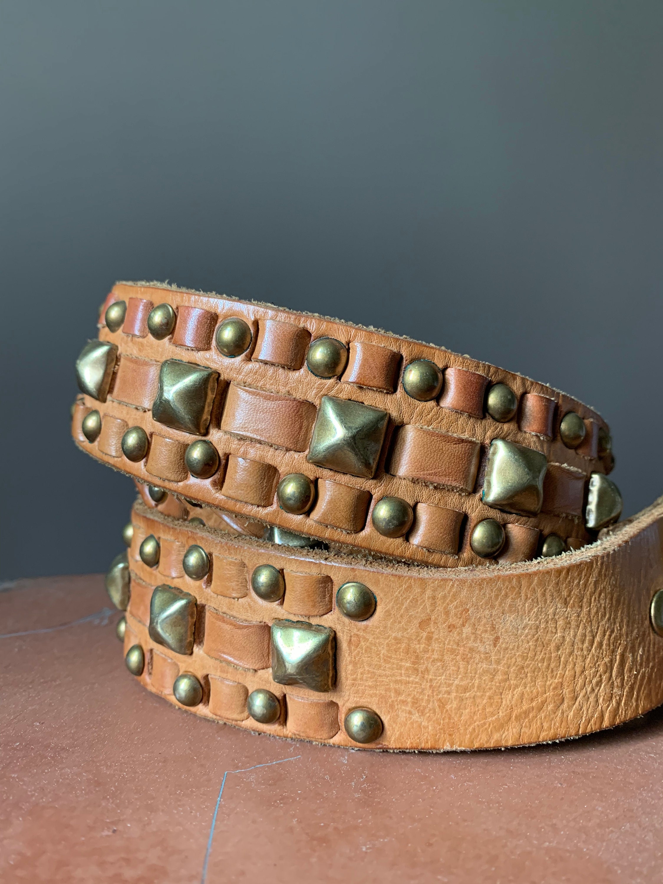 Vintage studded belt 2000s belt studded leather belt Etsy