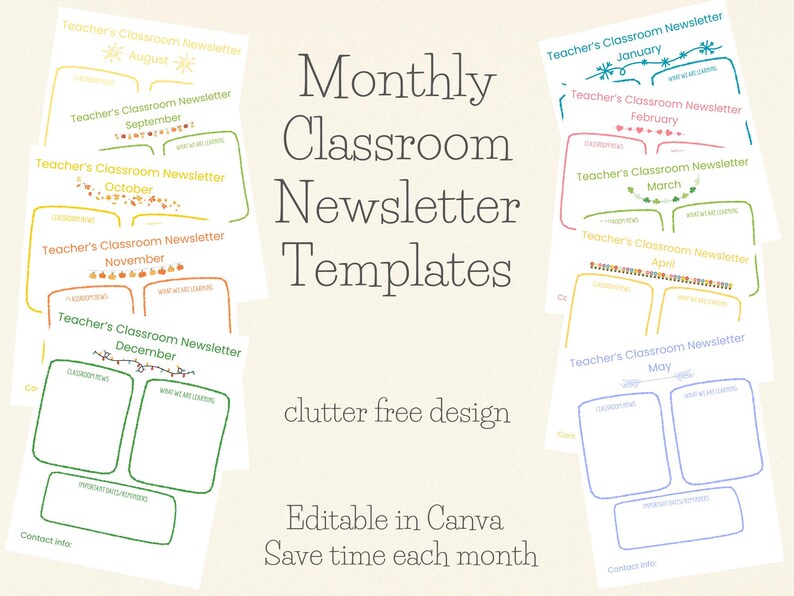 Editable Teacher Newsletter Template | Classroom Communication (canva ...