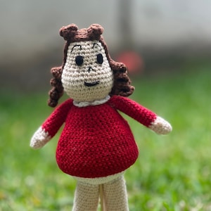 Little Lulu Amigurumi – Handmade Crochet Doll, Pequeña Lulú Plush, Vintage Cartoon Gift, Cute Collectible Toy