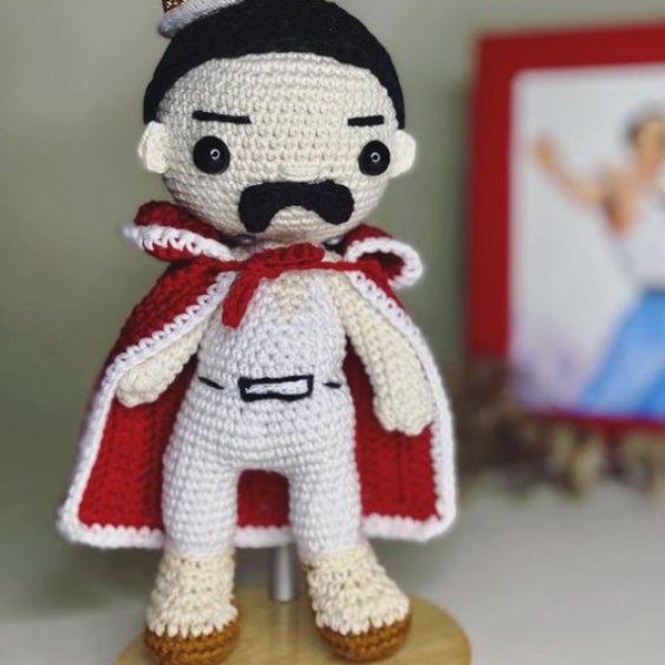 Freddie Mercury amigurumi crochet doll