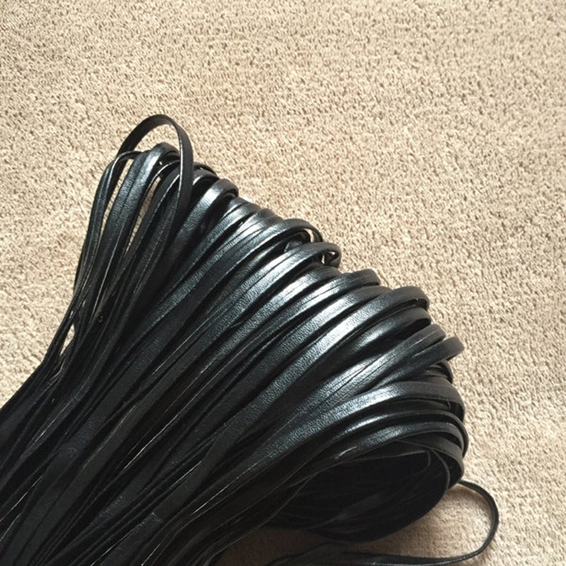 5mm Soft Flat Pu Leather Cord, Black Leather Cord, Genuine Leather Cord