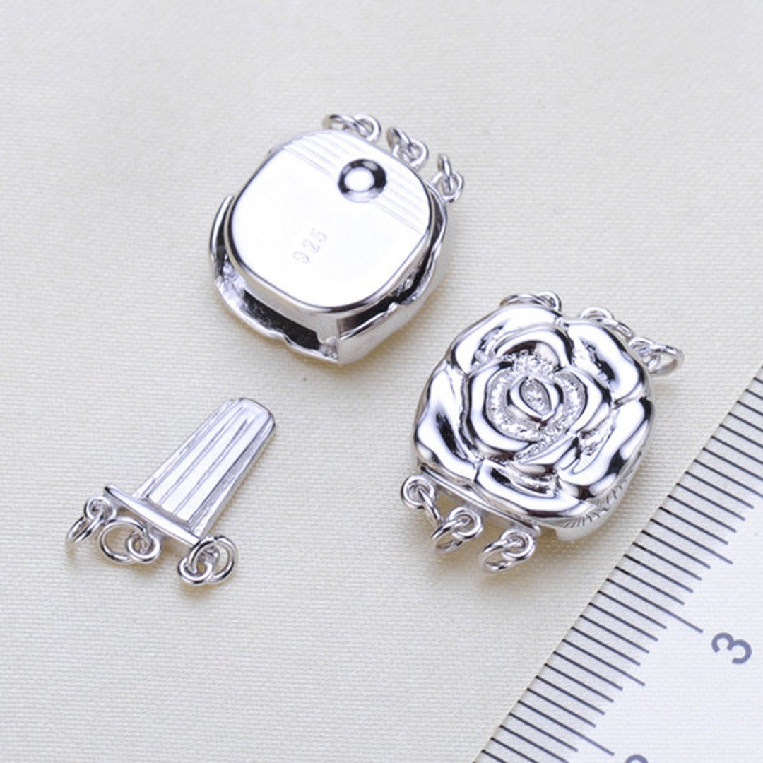 Necklace Claps Necklace Connector 925 Silver 3 Strand Box Etsy
