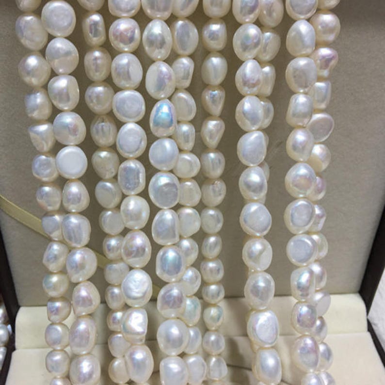 8-9mm Baroque Pearl Strand Genuine Loose Pearl Bead AA Real Cultured Pearl Necklace PEA46 Freshwater Pearl Strand Natural Pearl Strand