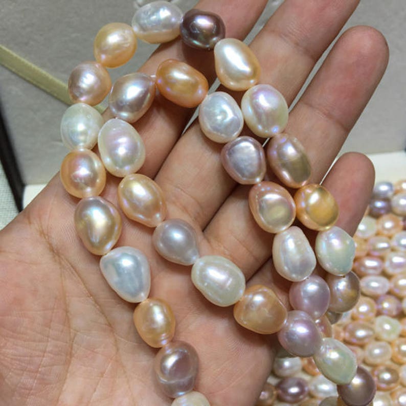 8-9mm Baroque Pearl Strand Genuine Loose Pearl Bead AA Real Cultured Pearl Necklace PEA46 Freshwater Pearl Strand Natural Pearl Strand