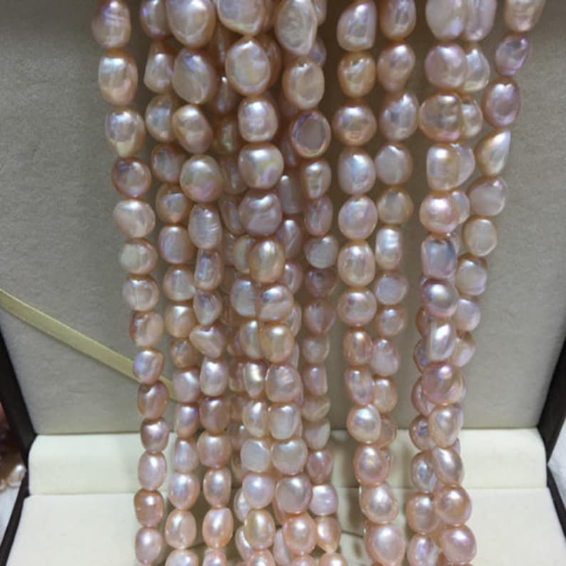 8-9mm Baroque Pearl Strand Genuine Loose Pearl Bead AA Real Cultured Pearl Necklace PEA46 Freshwater Pearl Strand Natural Pearl Strand
