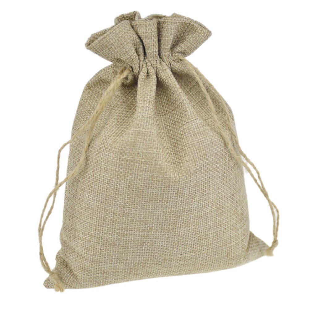 10Pcs Small Drawstring Pouch Bags Burlap Jute Hessian Wedding Favor Gift Cand UK 