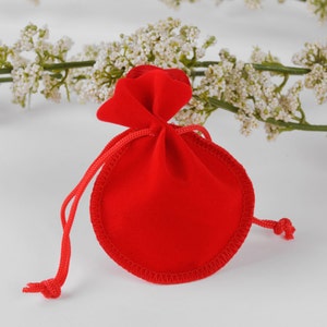 Red velvet bags,handmade jewelry bag,velvet Drawstring Pouches,jewelry gift bags,Christmas Party Gift,Drawstring Pouches,79cm,10pcs,BAG-001 image 1