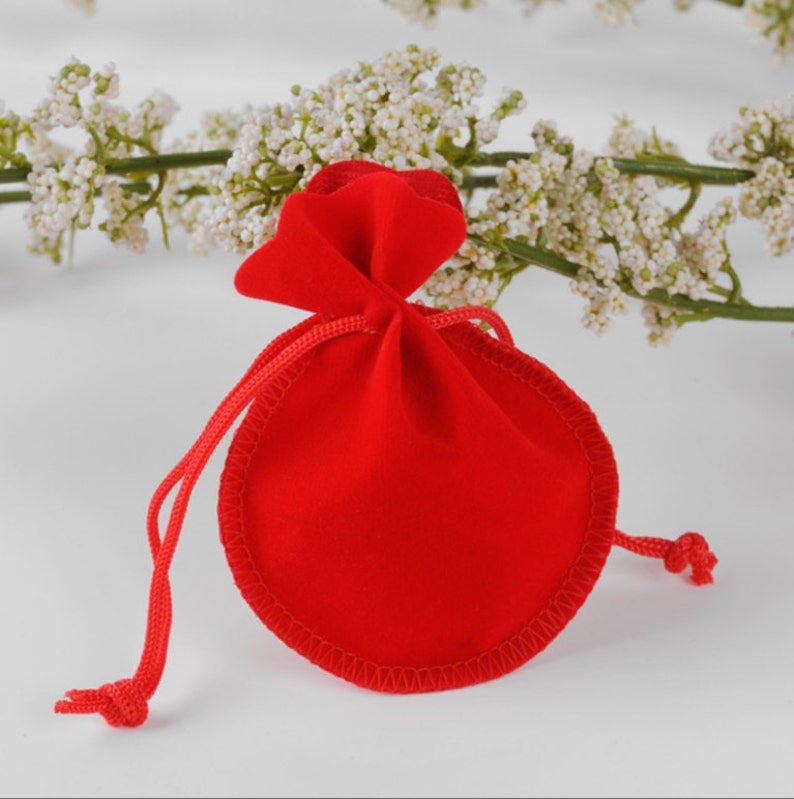 Red velvet bags,handmade jewelry bag,velvet Drawstring Pouches,jewelry gift bags,Christmas Party Gift,Drawstring Pouches,79cm,10pcs,BAG-001 image 1