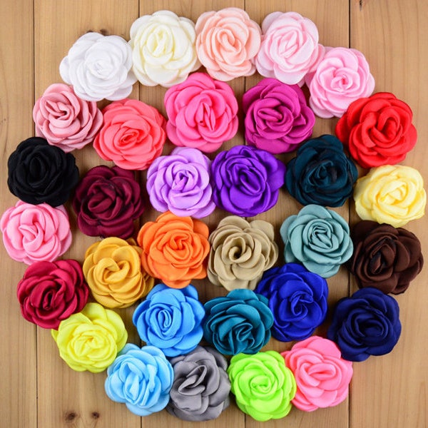 Black Friday Sale! Satin Flower,Satin Rosette,Rosette,Fabric Flower,Grab Bag Rosettes,Hair Flower,Satin Flower,Rolled Rosettes, 10PCS,HEA-24