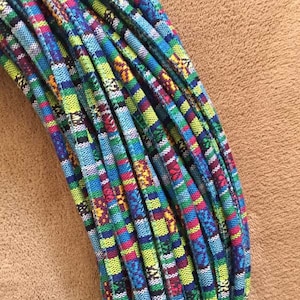 6mm Ethnic Stitched Fabric Cord, Embroidered Textile Cord, Boho Cotton Cord, Jewelry Cord, Round Cotton Cord, 10 meters Cotton Cord