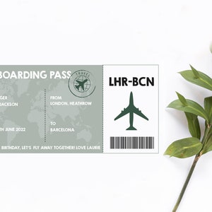 Individuelle Bordkarte, Personalisiertes Überraschungsgeschenk, Reisekarte, Bordkarte Geschenk