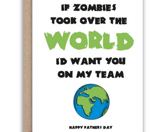 Fathers Day Card, Zombie card, Funny Card for Dad, Funny Daddy Card, Funny Dad Birthday Card, Dad Card, Card for Dad, Funny Card,