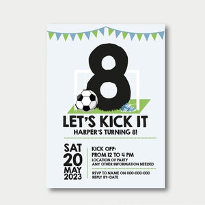 Personalised Football party invitations, Personalised Party Invitations, Invitations, Birthday Children's Party, Football Themed Invite