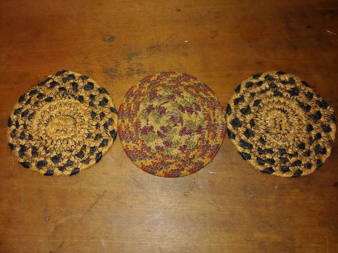Primitive Braided coasters Etsy