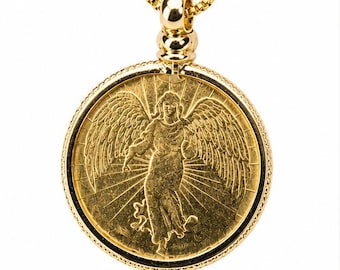 Collana vintage con ciondolo a forma di angelo custode color oro