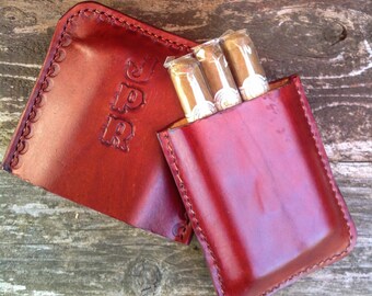 Handcrafted, Personalizaed, Leather Cigar Carrying Case