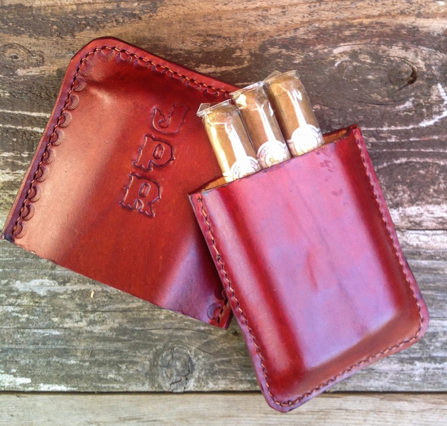 Handcrafted Personalizaed Leather Cigar Carrying Case Etsy