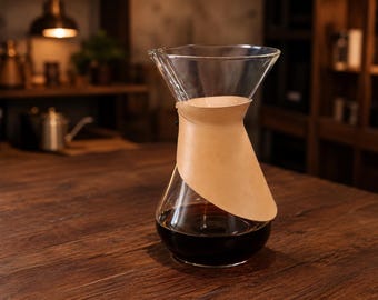 Handmade Leather Chemex Collar, Replacement Handle, Optional Matching Sottopentola