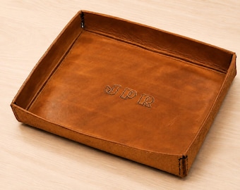DIY Leather Valet Tray Kit – Initials Stamp | Full-Grain Leather