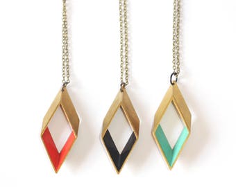 Necklace brass diamond retro in your desired color!