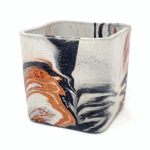 Square Marbled Concrete Planter – Small Minimalist Plant Pot