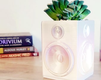 3D Printed Speaker Planter - Unique Succulent Plant Pot for Desk or Home Decor - Fun Gift for Music Lovers