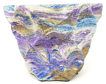 Marbled Concrete Planter Star Geometric  - Gold Purple and Blue Marbling - Indoor / Outdoor Plant Pot