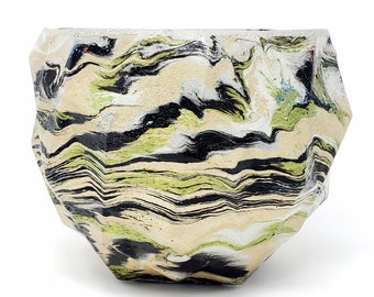 Geometric Multicolor Concrete Planter – Modern Sculptural Plant Pot