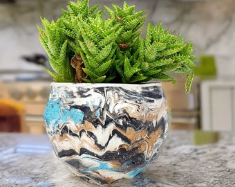 Geometric Planter from Concrete Multicolor Indoor Outdoor Plant Flower Pot Modern Contemporary Creative Cactus Container Christmas Gift