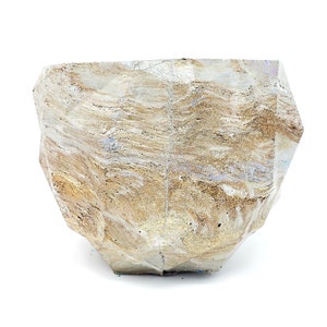 Marbled Concrete Planter Geometric  - Gold White and Brown Marbling - Indoor / Outdoor Plant Pot
