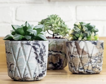 Geometric Lattice Planter from Concrete Multicolor Indoor Outdoor Plant Flower Pot Modern Contemporary Creative Cactus Container Gift