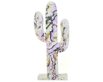 Concrete Cactus Statue - Purple Brown Black - Garden Decor
