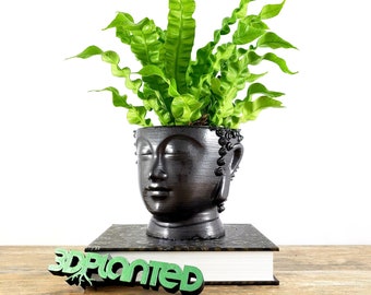 Concrete Planter Buddha Head Pot Black - Indoor / Outdoor Plant Pot